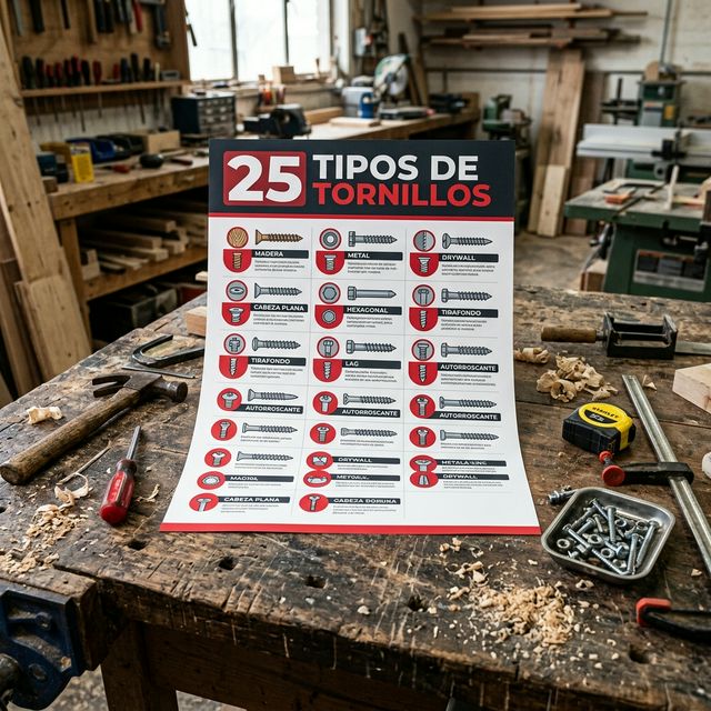 Mockup Infografía 25 Tipos de Tornillos